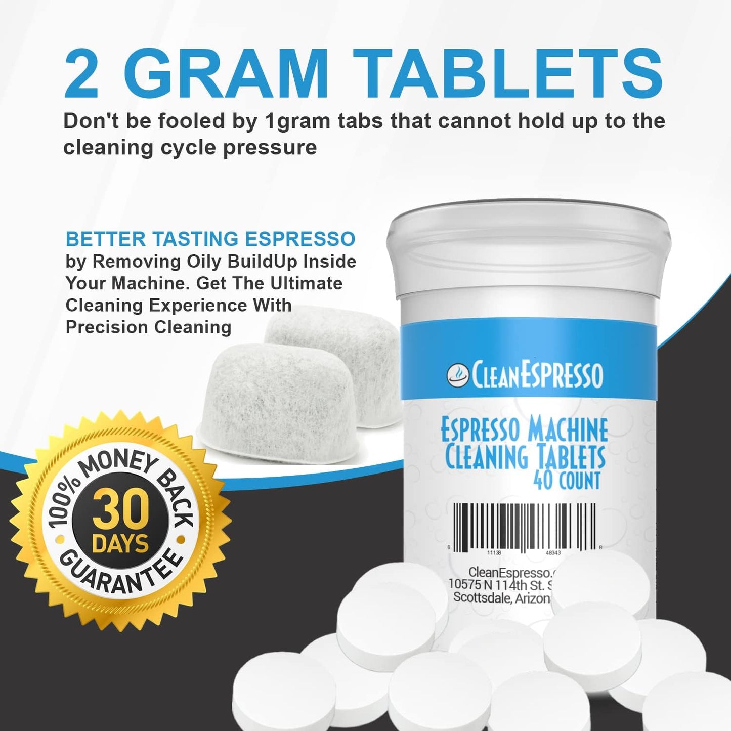 Breville Compatible Espresso Machine Cleaning Kit - 40 Cleaning Tablets, 2 Espresso Machine Water Filters, 2-Use Descaler Bottle