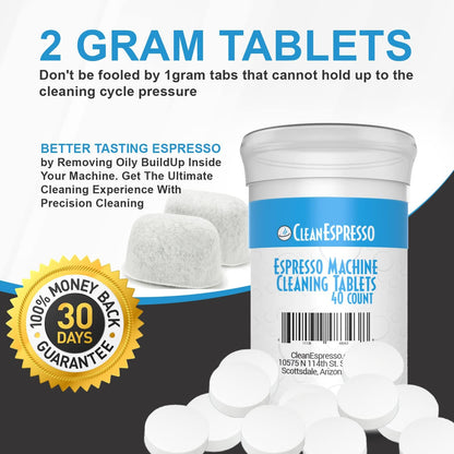 Breville Compatible Espresso Machine Cleaning Kit - 40 Cleaning Tablets, 2 Espresso Machine Water Filters, 2-Use Descaler Bottle